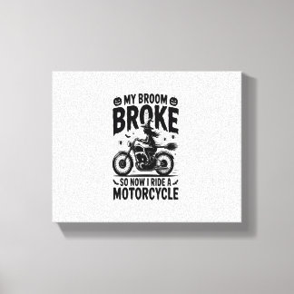 Toile Moto à cheval sorcière Halloween