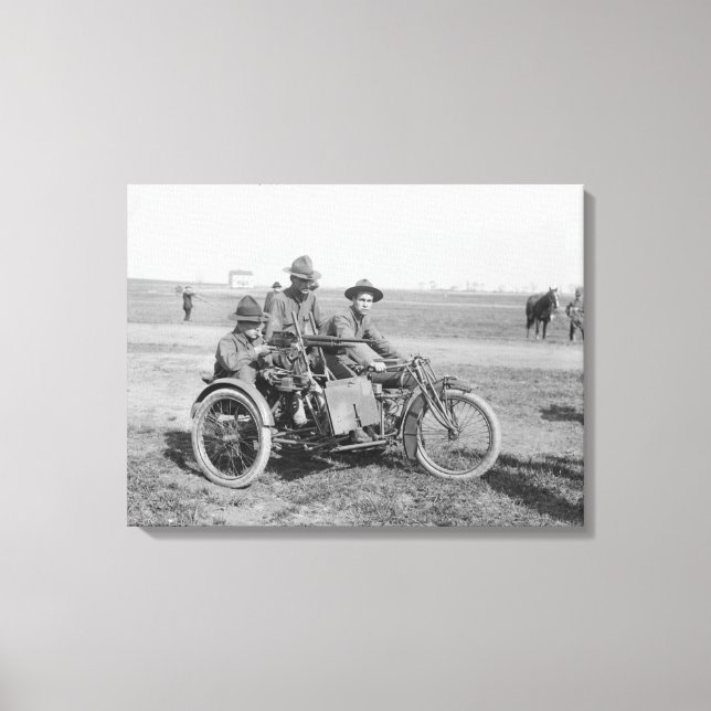 Toile Moto militaire avec Sidecar et Machine Gun (Recto)
