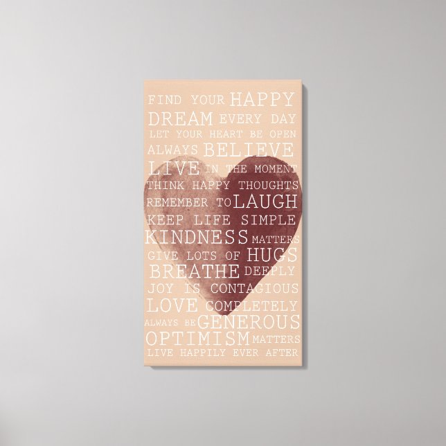 Toile Mots Inspirationnels Aquarelle Coeur (Recto)