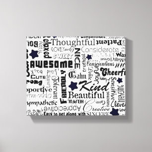 Toile Mots positifs typographie