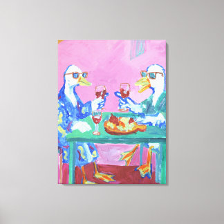 Toile Mouettes trinquant en peignoirs