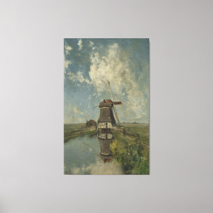 Toile Moulin à vent hollandais sur la voie navigable de