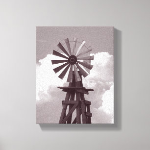 Toile Moulin à vent noir et blanc photo