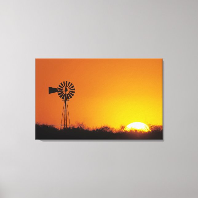 Toile Moulin au coucher du soleil, Sinton, Texas, USA (Recto)