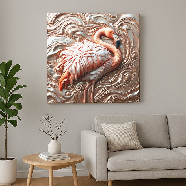 Toile Moulin Rose or cuivre argent Flamant rose élégant (Créateur téléchargé)