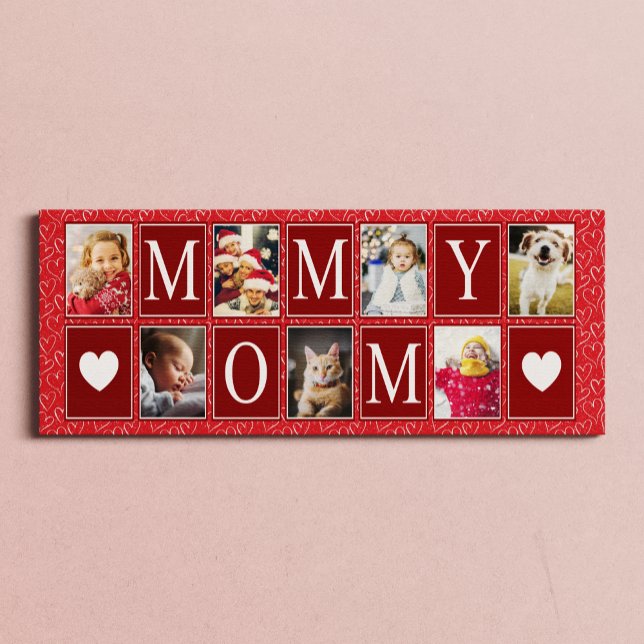 Toile Multiphoto Red Heart Motif maman photo (Créateur téléchargé)