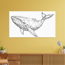 Toile murale baleine géométrique minimaliste