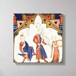 Toile Musiciens jouant d'une Viola et d'une Tambourine