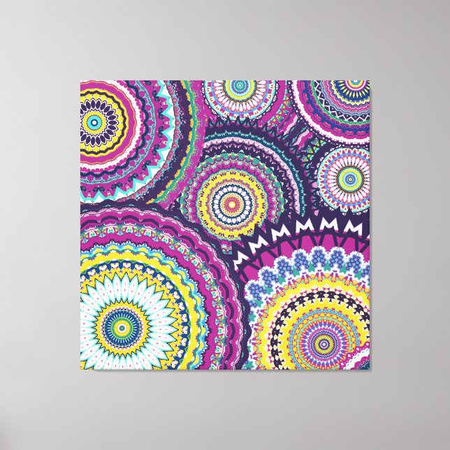 Toile Mutli-Mandalas pourpre en gras (Recto)