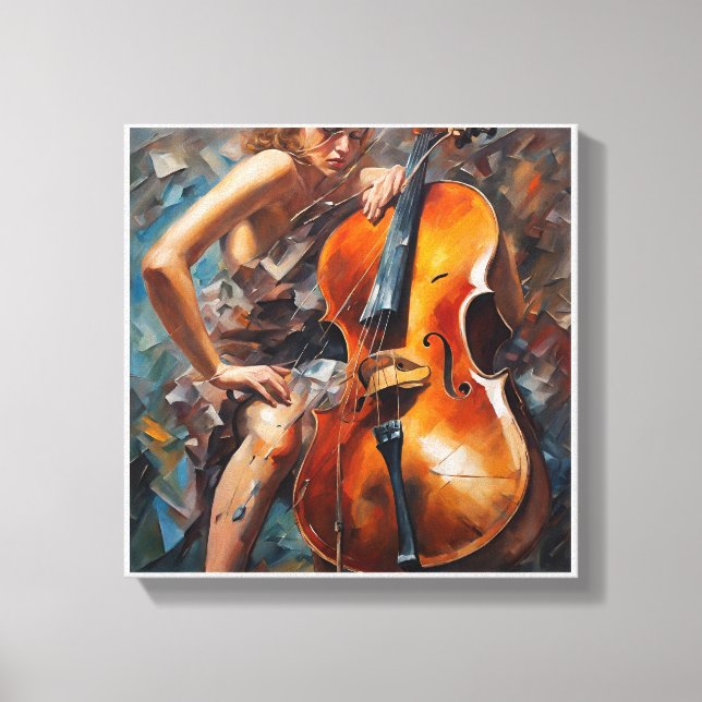 Toile mystérieuse femme jouant du violoncelle (Recto)