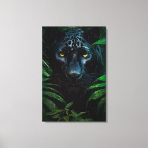 Toile Mystérieux Black Panther Jungle Faune Design