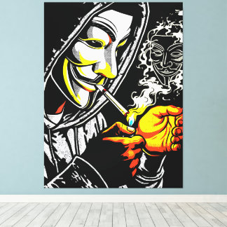 Toile Mysterious Hooded Mask Smoker Pop Art
