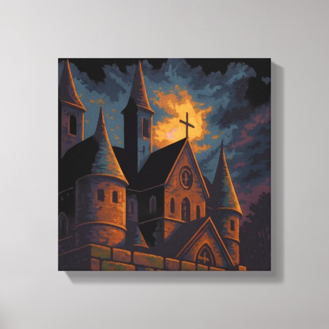 Toile Mystic Gothic Castle Under Moonlight (Recto)