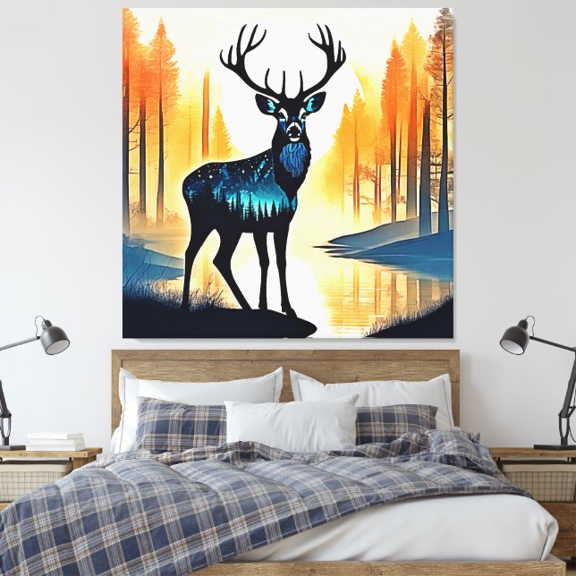 Toile Mystical Forest Deer (Insitu(Chambre))