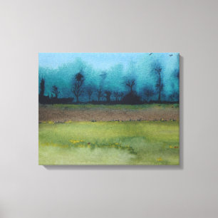 Toile mystique verte et noire paysage forestier pittores