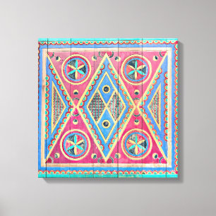 Toile Najd Triangle Tribal Porte en bois