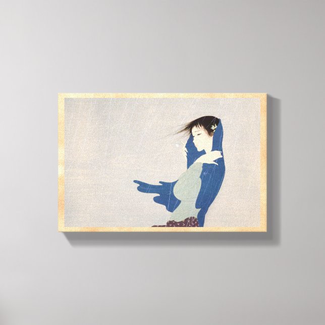 Toile Nakajima Kiyoshi Fine Rain japonaise femme art (Recto)