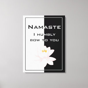 Toile Namaste en noir et blanc