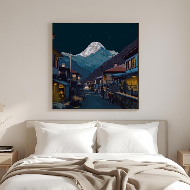 Toile Namche Bazaar Everest Night View Artwork (Créateur téléchargé)