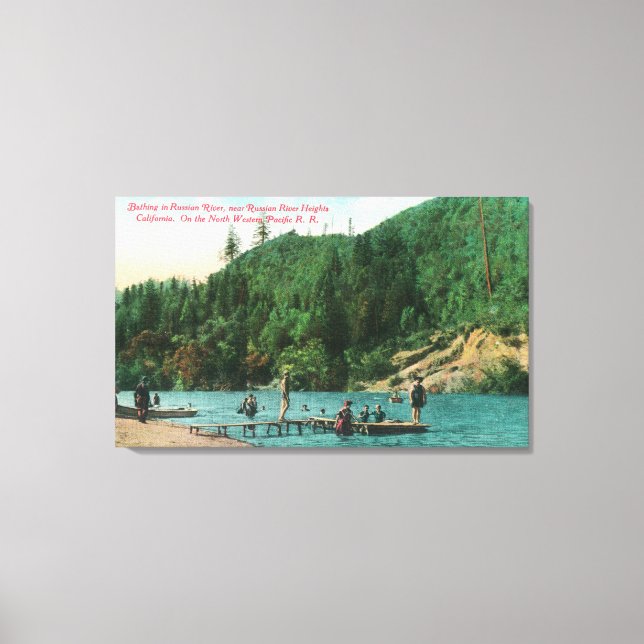 Toile Natation à proximité du quai sur la rivière russe (Recto)