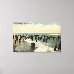 Toile Natation de CaliforniaCrowds sur la Côte Pacifiqu