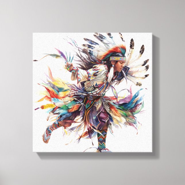 Toile Native American Dancer Stretched Canvas Print (Recto)