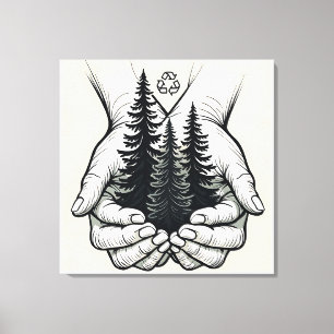 Toile Nature en mains sûres : Mur d'art forestier écolog