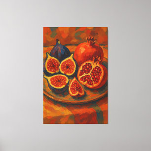 Toile Nature morte impressionniste de figue et de grenad