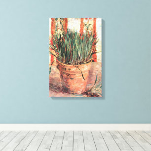 Toile Nature morte Pot de fleurs avec ciboulette par Vin