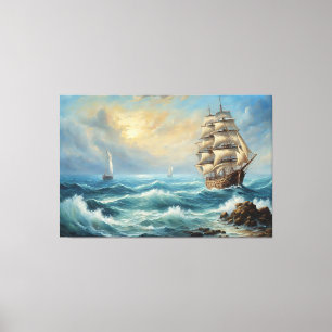 Toile Navire à voile vintage dans l'océan