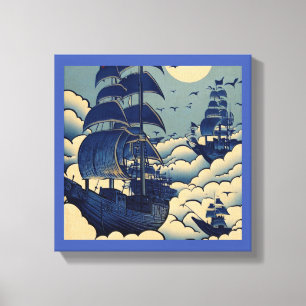 Toile Navires aériens naviguant au-dessus des nuages - G