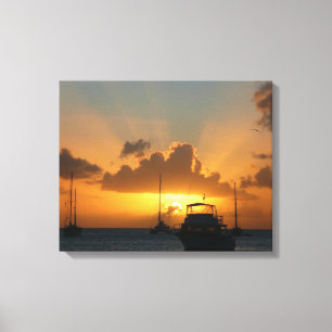 Toile Navires et Sunset Tropical Seascape