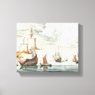 Toile Navires vintages Sur Une Mer Calme Johan Teyler