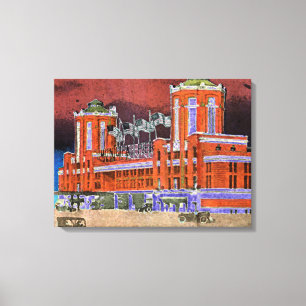 Toile Navy Pier Chicago 1920's Watercolor Art Windy City