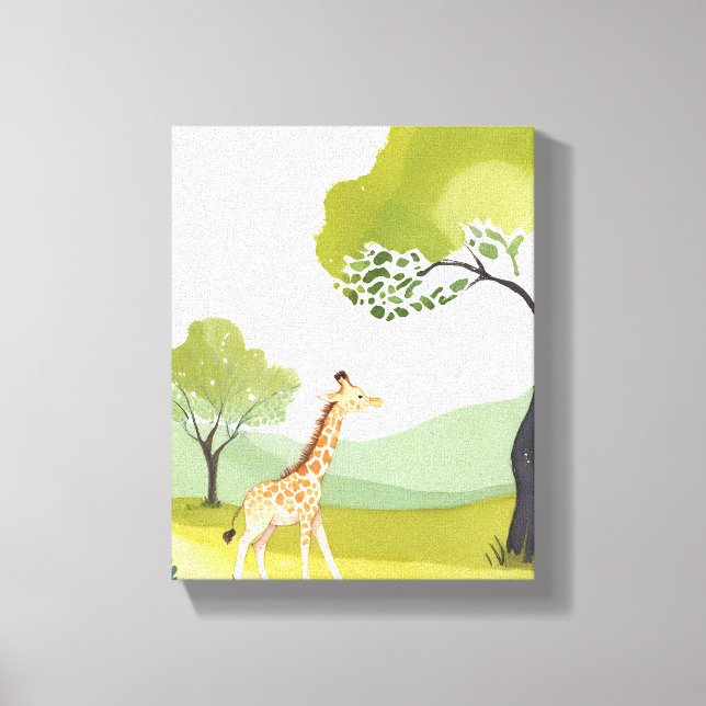 Toile Né pour explorer | Giraffe Watercolor Nursery Art (Recto)