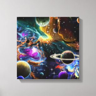 Toile Nebula de l'espace galaxique avec planètes