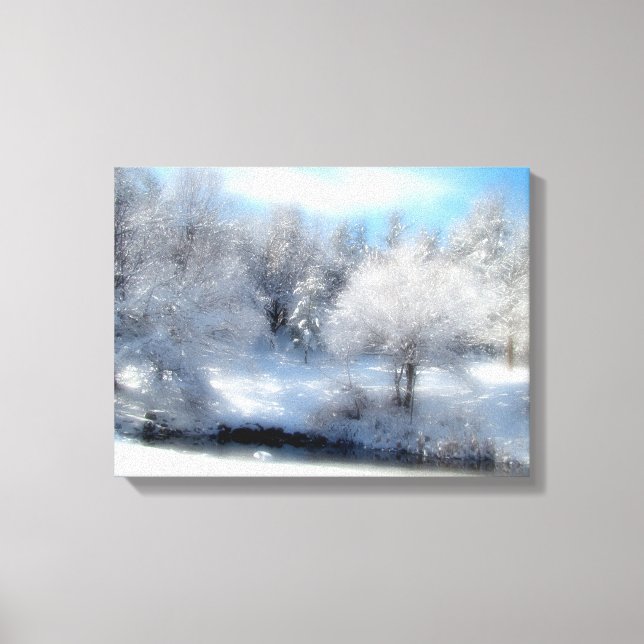Toile Neige Surréelle Avec Des Arbres D'Hiver Blanches F (Recto)