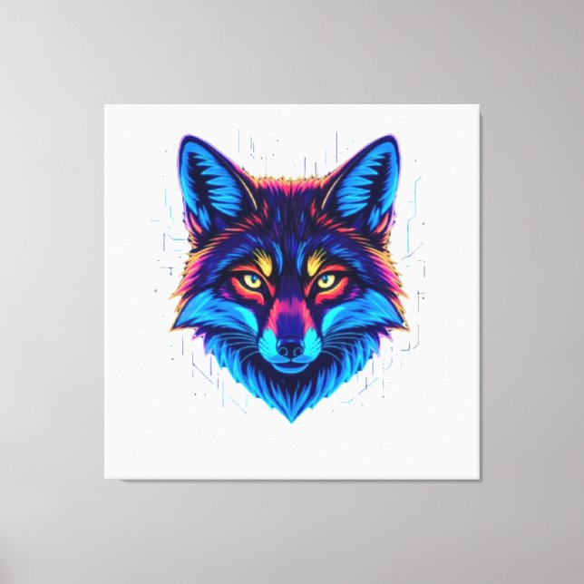 Toile Neon Fox Face – Vibrant Glowing Design (Recto)