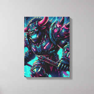 Toile Neon Fury : Le guerrier cosmique