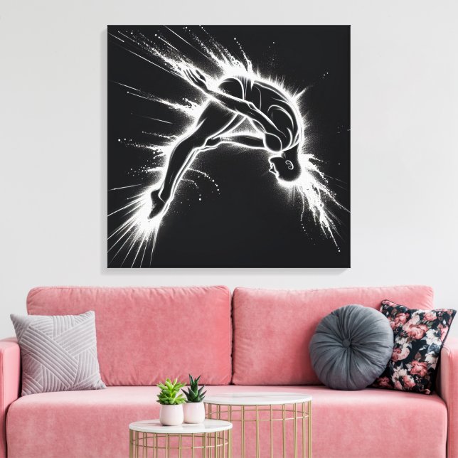 Toile Neon High Diver Sur Noir (Insitu(Salon))