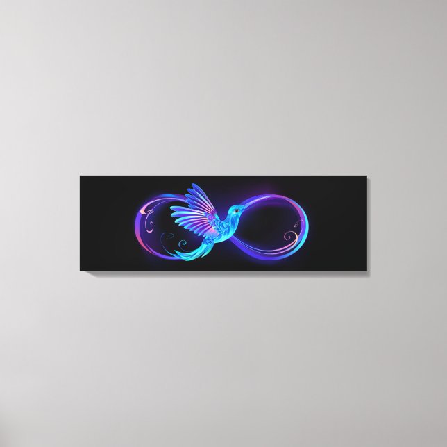 Toile Neon Infinity Symbol with Glowing Hummingbird (Recto)