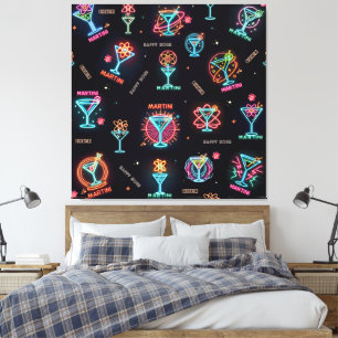 Toile Neon Sign Space Age Atomic Martini Cocktails Impri