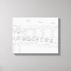 Toile Neuf éperons assis sur un rail de dessin à peindre