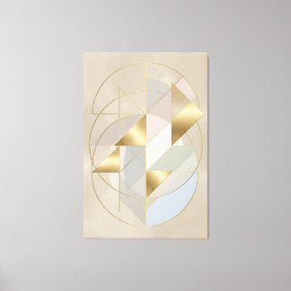 Toile Neutral Gold Accents Abstract Geometric Canvas