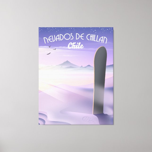 Toile Nevados de Chillan, poster de snowboard au Chili. (Recto)