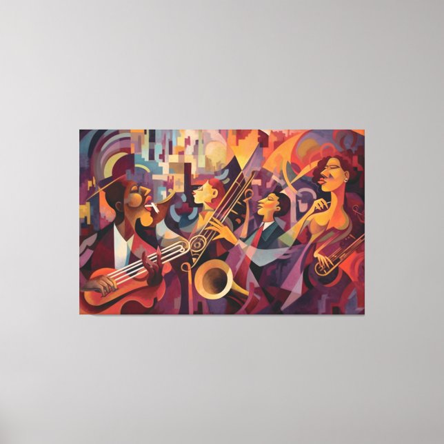 Toile New Orleans Jazz Club, Art Abstrait, Jazz Music (Recto)