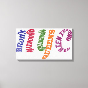 Toile New York City Boroughs NYC Word Art