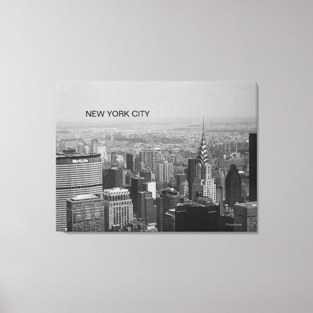 Toile New York City, Manhattan Skyline B/W Photographie (Recto)