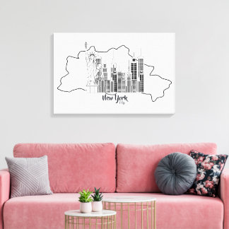 Toile New York Skyline minimaliste Stretted Canva art