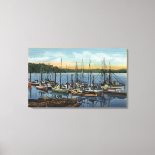 Toile Newport, Orégon - flotte de pêche saumonée dans